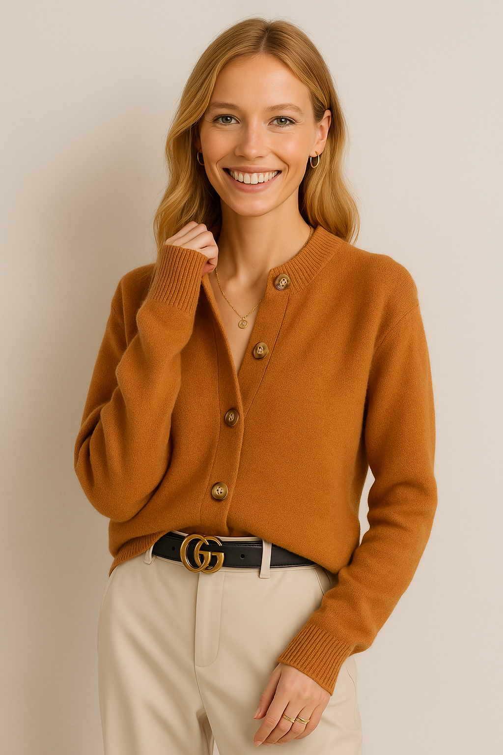 Everly | Button-Up Collared Cardigan with Statement Buttons, Cozy Winter Knit oaklynwear