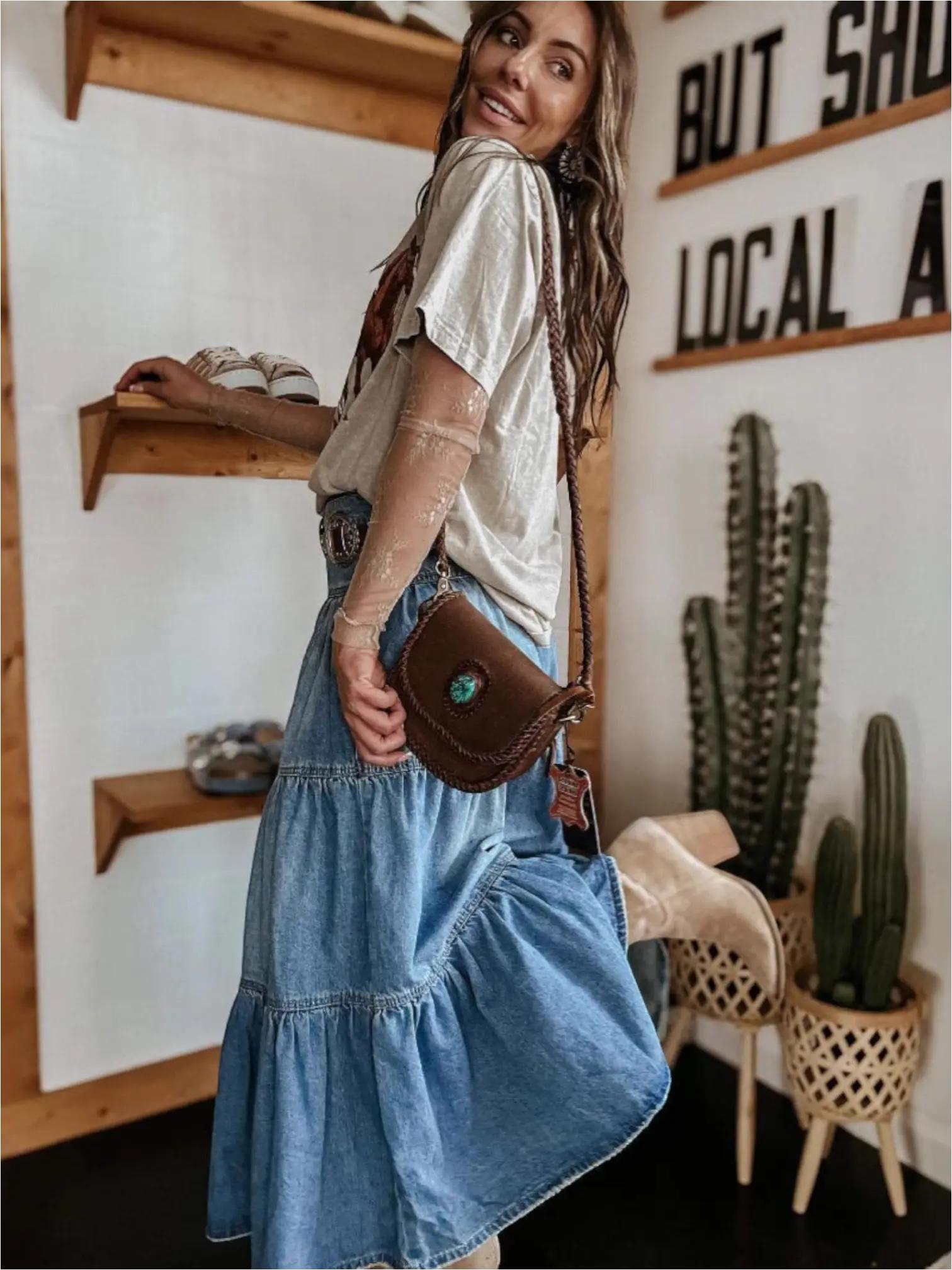 Maxi Denim Skirt oaklynwear