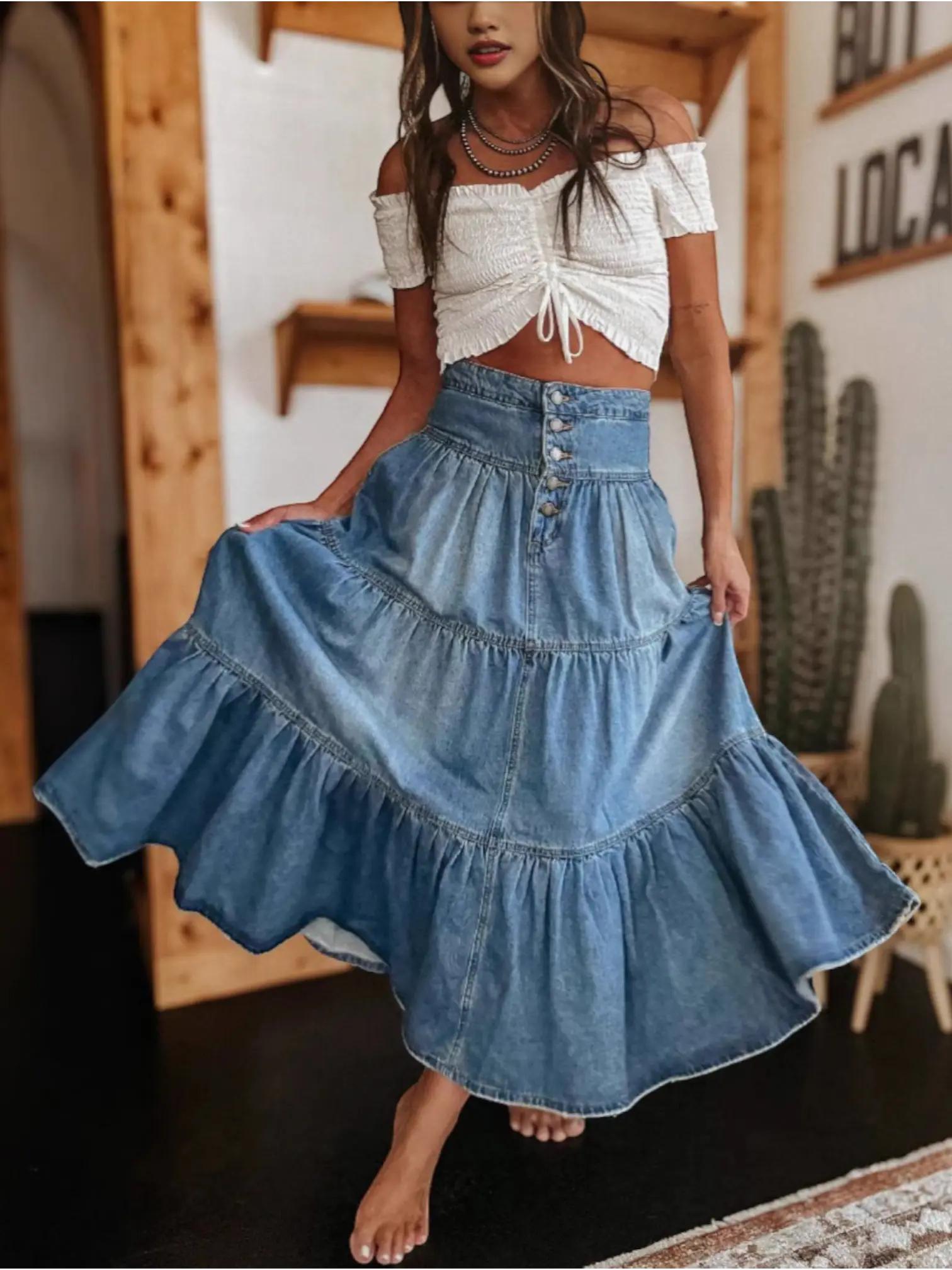 Maxi Denim Skirt oaklynwear