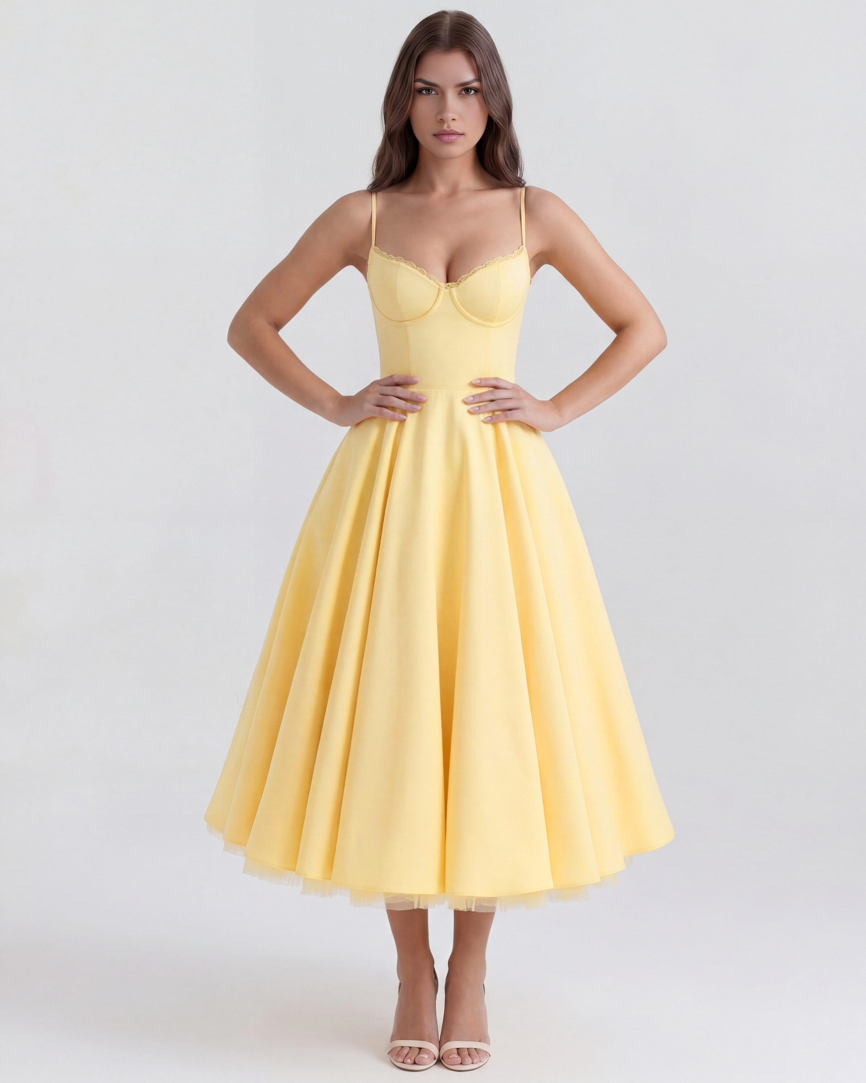 Selene | Tulle Sweetheart Corset Midi Dress oaklynwear
