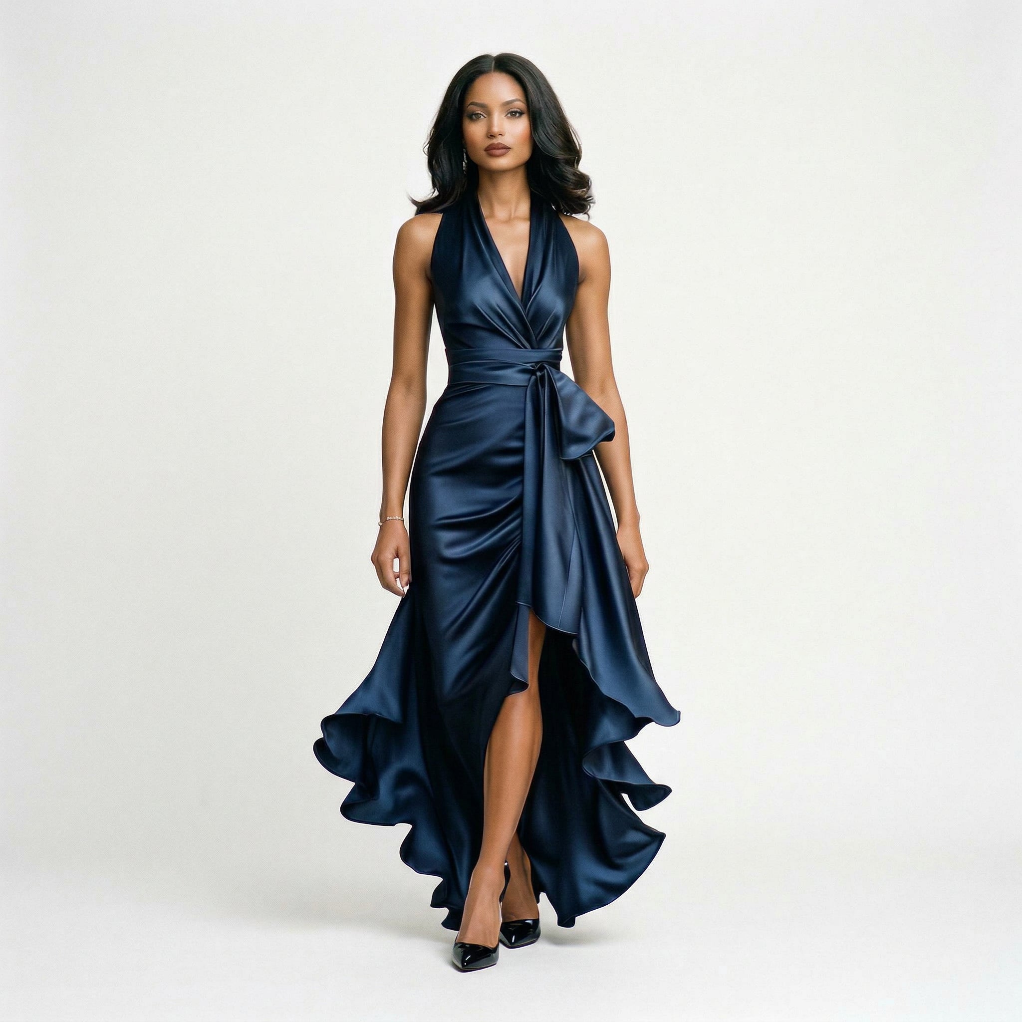 Natalia | Women's Satin Halter Gown oaklynwear