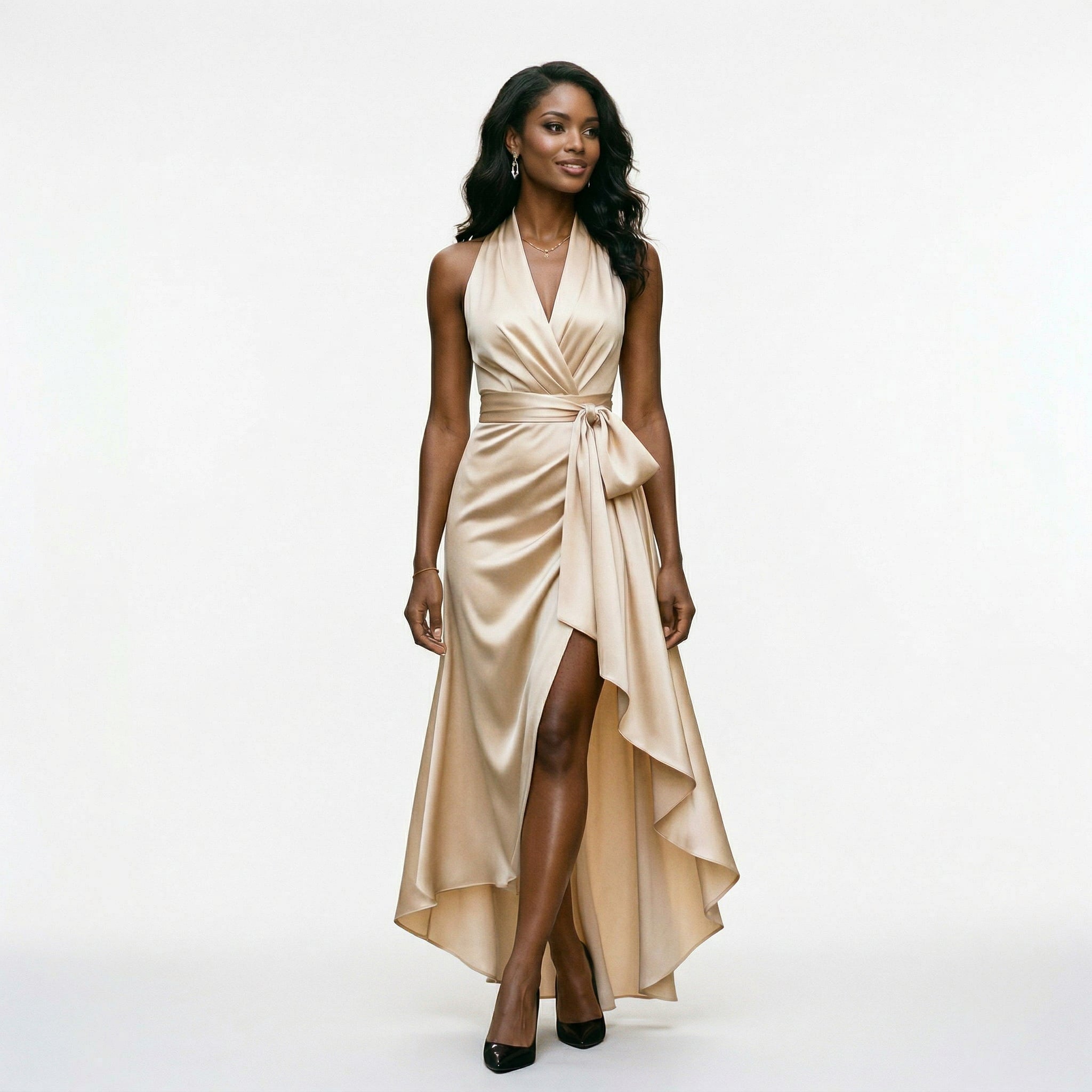 Natalia | Women's Satin Halter Gown oaklynwear