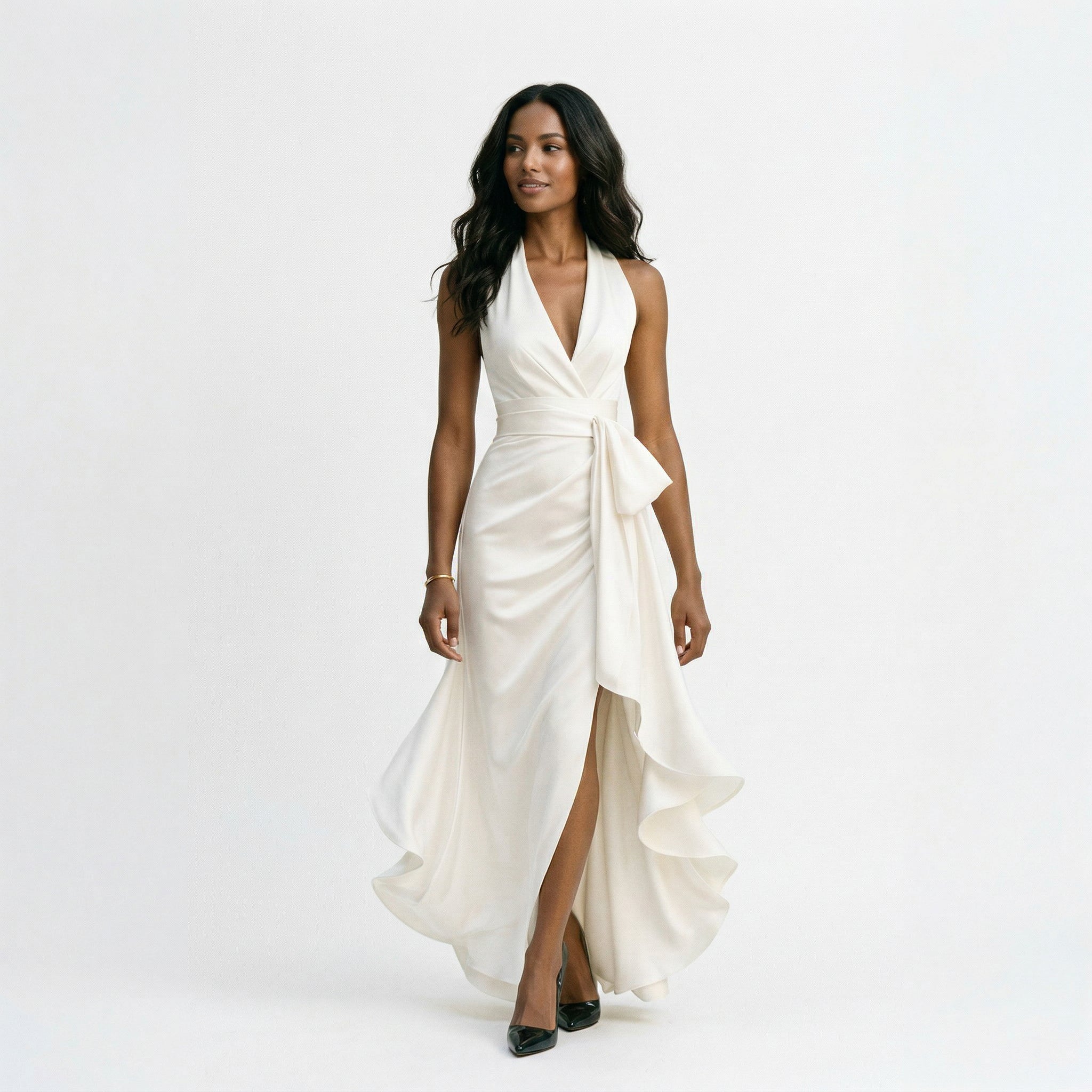 Natalia | Women's Satin Halter Gown oaklynwear