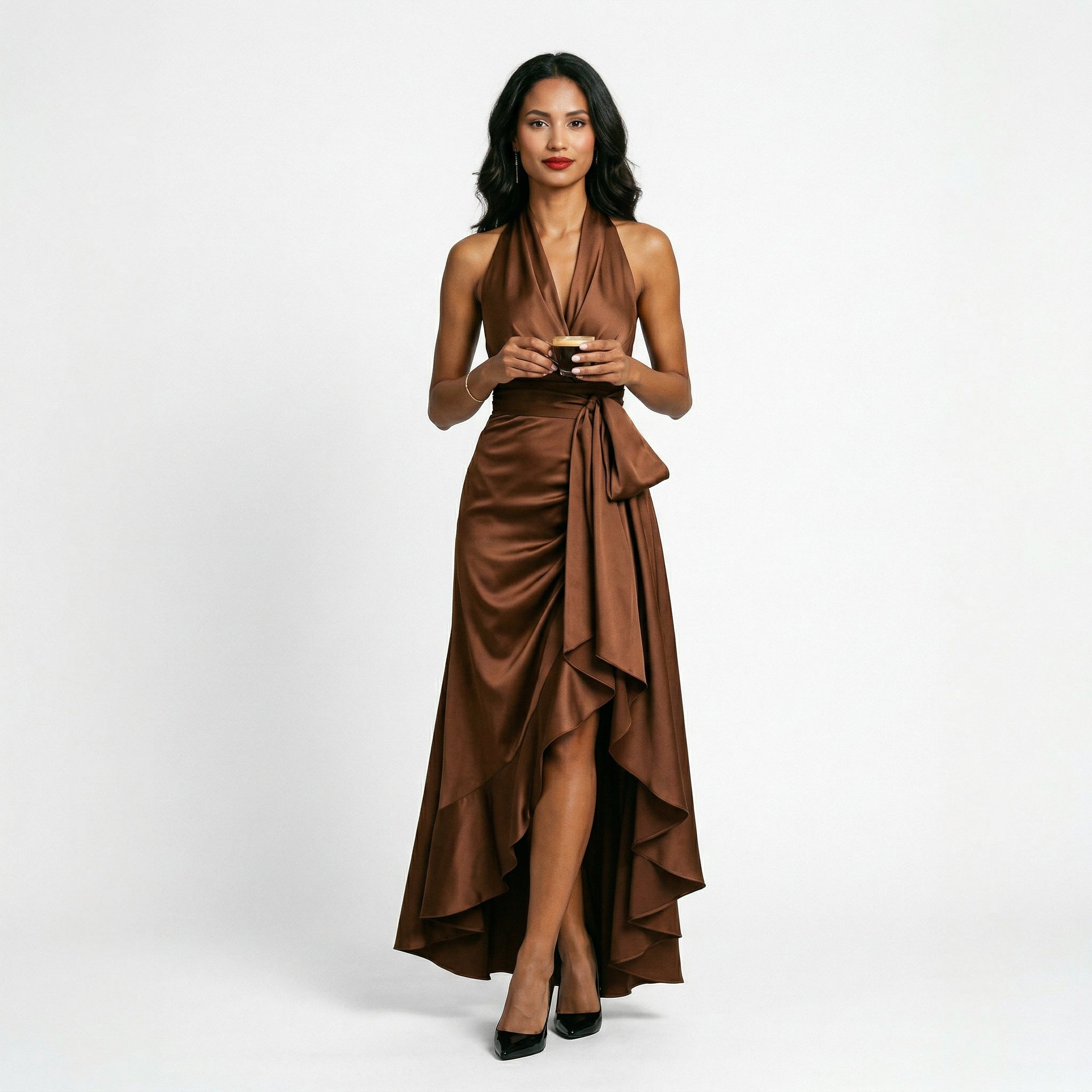 Natalia | Women's Satin Halter Gown oaklynwear