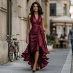 Natalia | Women's Satin Halter Gown oaklynwear