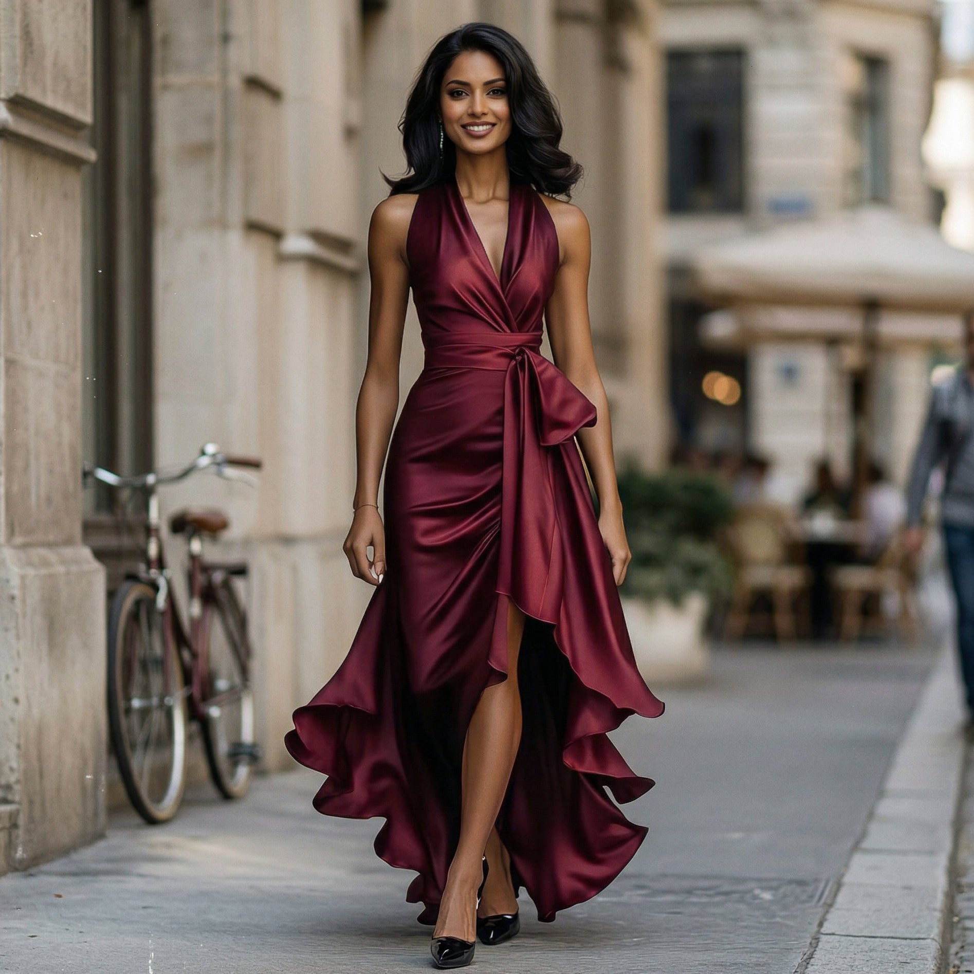Natalia | Women's Satin Halter Gown oaklynwear