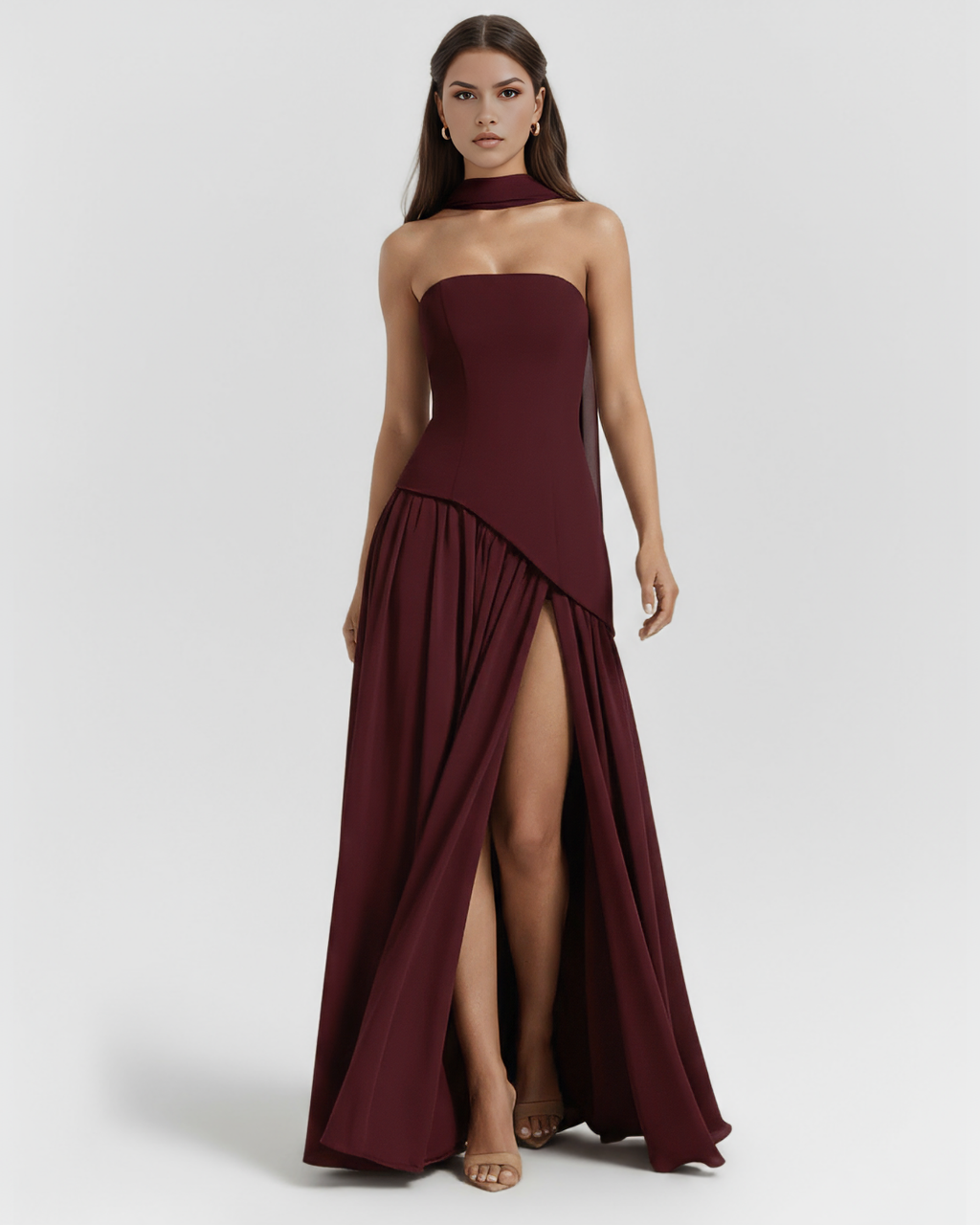 Serena | Lace-Up Corset Chiffon Maxi Dress oaklynwear