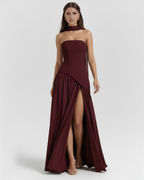 Serena | Lace-Up Corset Chiffon Maxi Dress oaklynwear