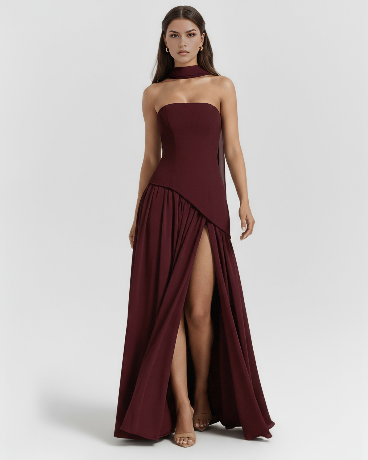 Serena | Lace-Up Corset Chiffon Maxi Dress oaklynwear