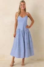 From All Angles Blue & White Stripe Cotton Midi Dress oaklynwear