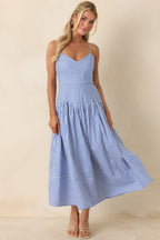 From All Angles Blue & White Stripe Cotton Midi Dress oaklynwear