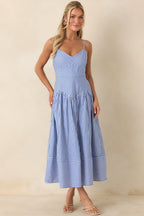 From All Angles Blue & White Stripe Cotton Midi Dress oaklynwear