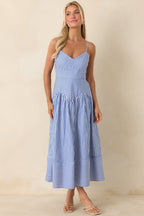 From All Angles Blue & White Stripe Cotton Midi Dress oaklynwear