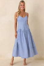 From All Angles Blue & White Stripe Cotton Midi Dress oaklynwear