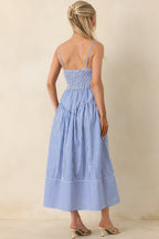 From All Angles Blue & White Stripe Cotton Midi Dress oaklynwear