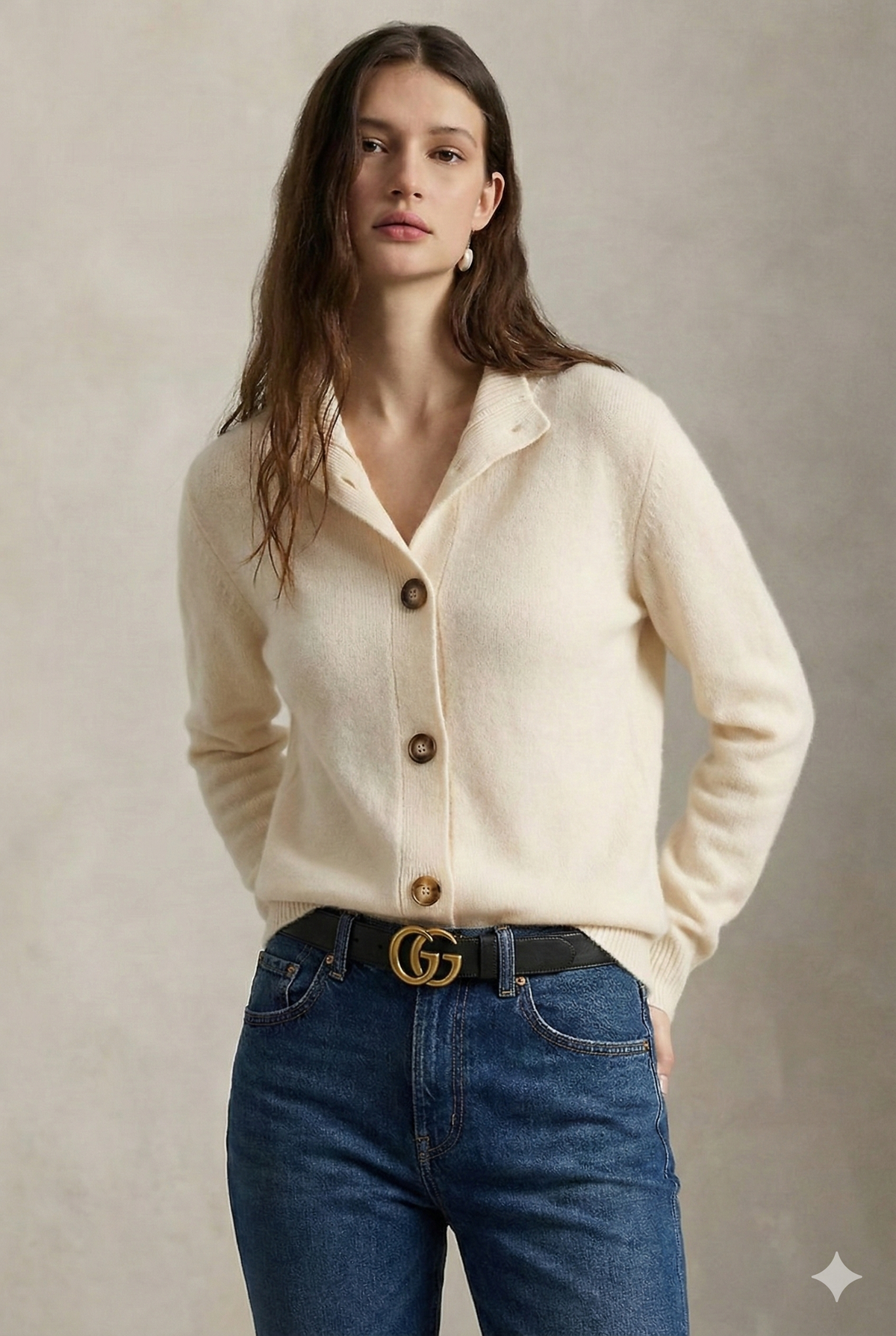 Everly | Button-Up Collared Cardigan with Statement Buttons, Cozy Winter Knit oaklynwear