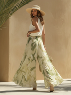 Lily | Ruffled Chiffon Top Printed Pants Set oaklynwear