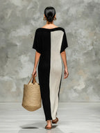Nora | Women's Minimalist Knitted Boat Neck Short-Sleeved Maxi Dress oaklynwear