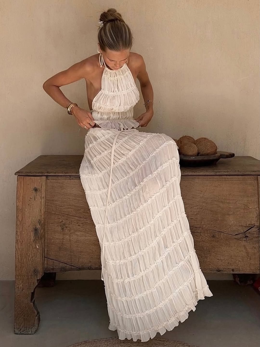 Araceli | Women's Bohemian Ruffle Summer Vacation Two-Piece Set oaklynwear
