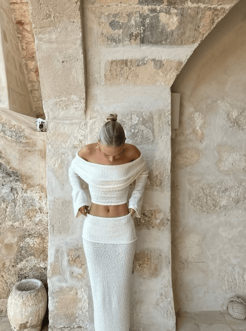 Azaria | Off-Shoulder Maxi Skirt Set oaklynwear