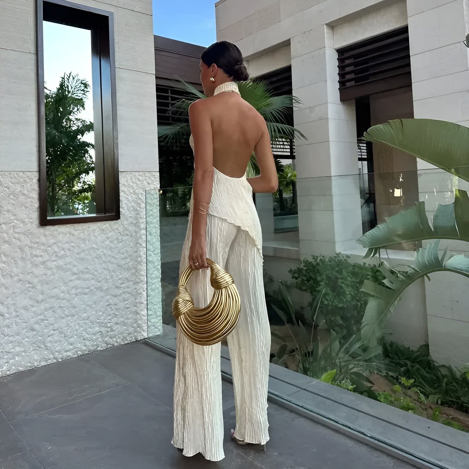Briarlee | Asymmetric Top Wide-Leg Pants Set oaklynwear