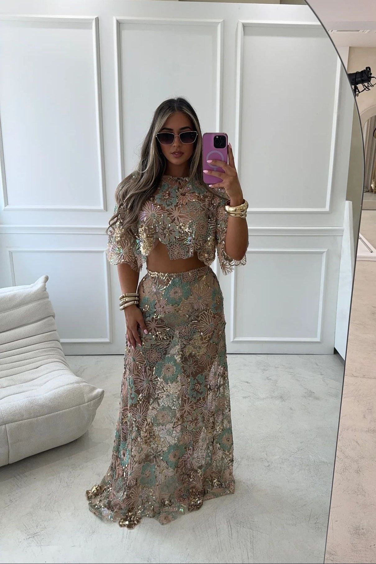 Roxanne | Sequin Embroidery Two-Piece Set oaklynwear