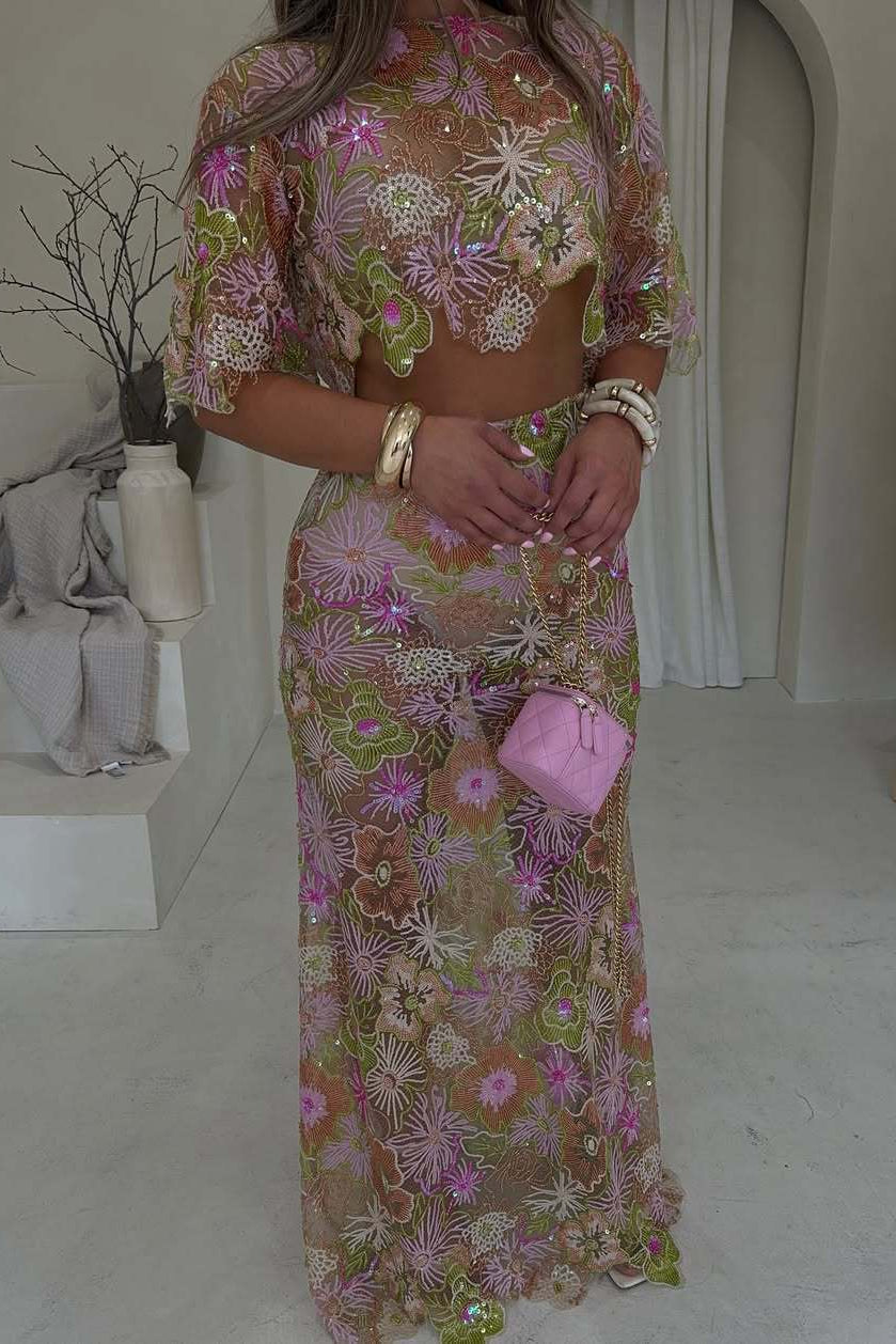 Roxanne | Sequin Embroidery Two-Piece Set oaklynwear
