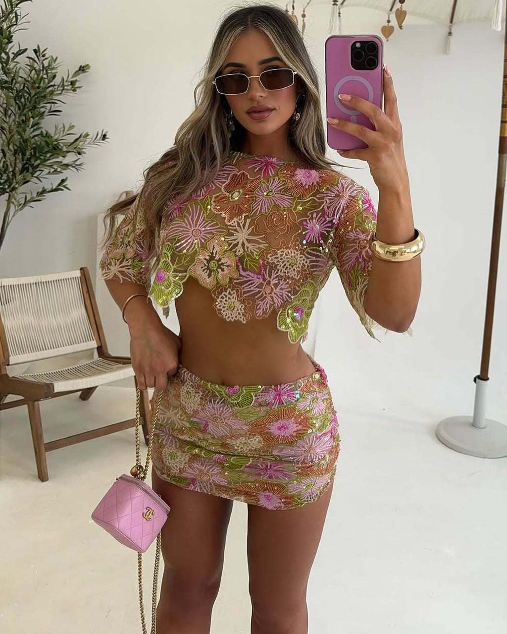 Elina | Sequin Embroidery Two-Piece Set oaklynwear