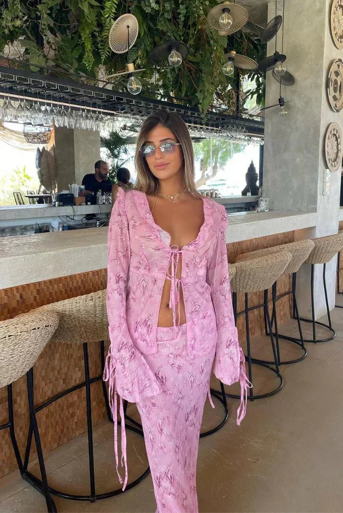 Elowyn | Women's Flowing Two-Piece Vacation Summer Cover-up Set oaklynwear