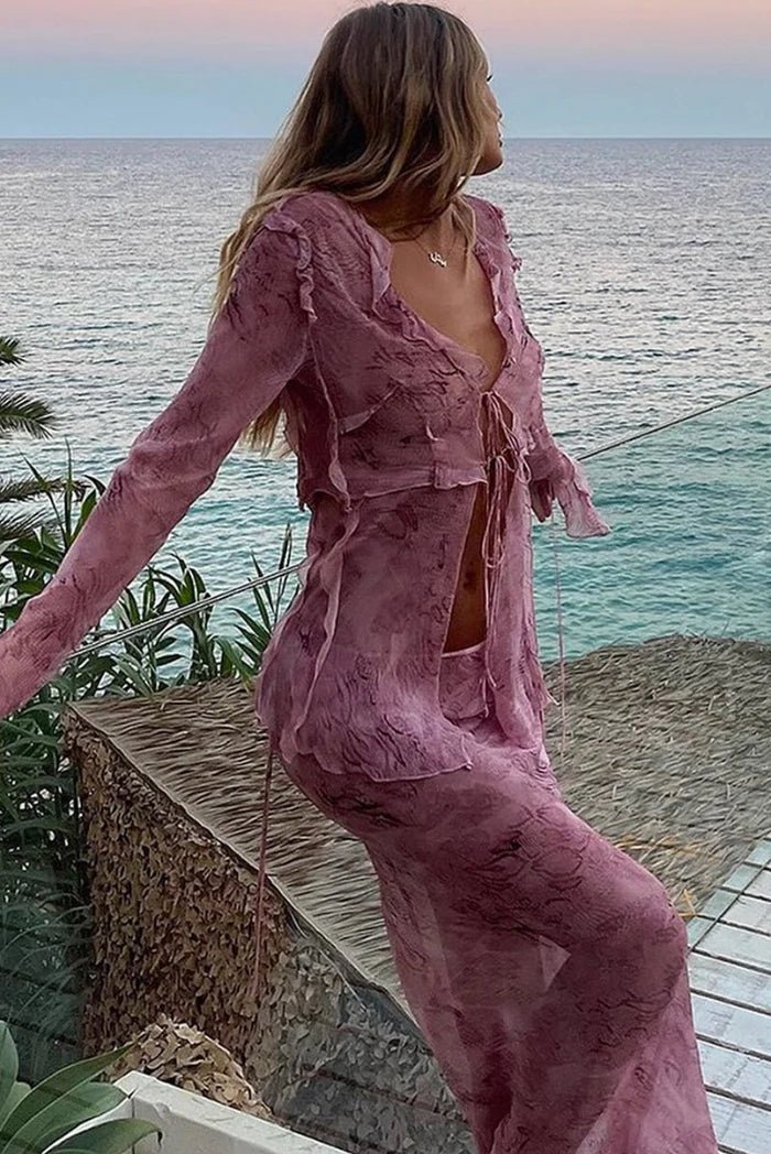 Elowyn | Women's Flowing Two-Piece Vacation Summer Cover-up Set oaklynwear