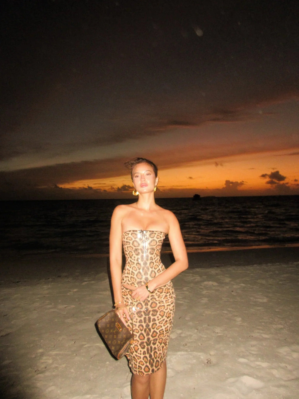 Helena | Women's Sequin Leopard Low-Rise Bodycon Skirt Two-Piece Set oaklynwear