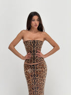 Helena | Women's Sequin Leopard Low-Rise Bodycon Skirt Two-Piece Set oaklynwear
