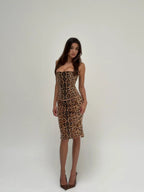 Helena | Women's Sequin Leopard Low-Rise Bodycon Skirt Two-Piece Set oaklynwear