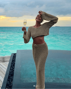 Zafrina | Women's Knitted Two-Piece Vacation Summer Cover-up Set oaklynwear
