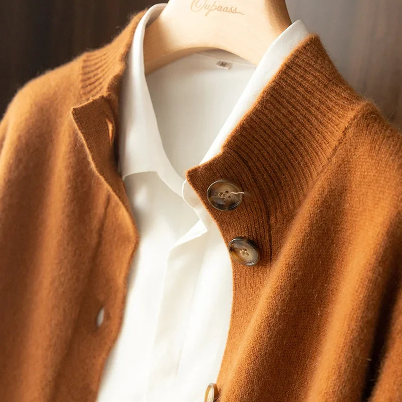 Everly | Button-Up Collared Cardigan with Statement Buttons, Cozy Winter Knit oaklynwear