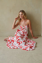 Floral Maxi Dress with Twist Front Design – Elegant Long Dress oaklynwear