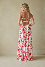 Floral Maxi Dress with Twist Front Design – Elegant Long Dress oaklynwear