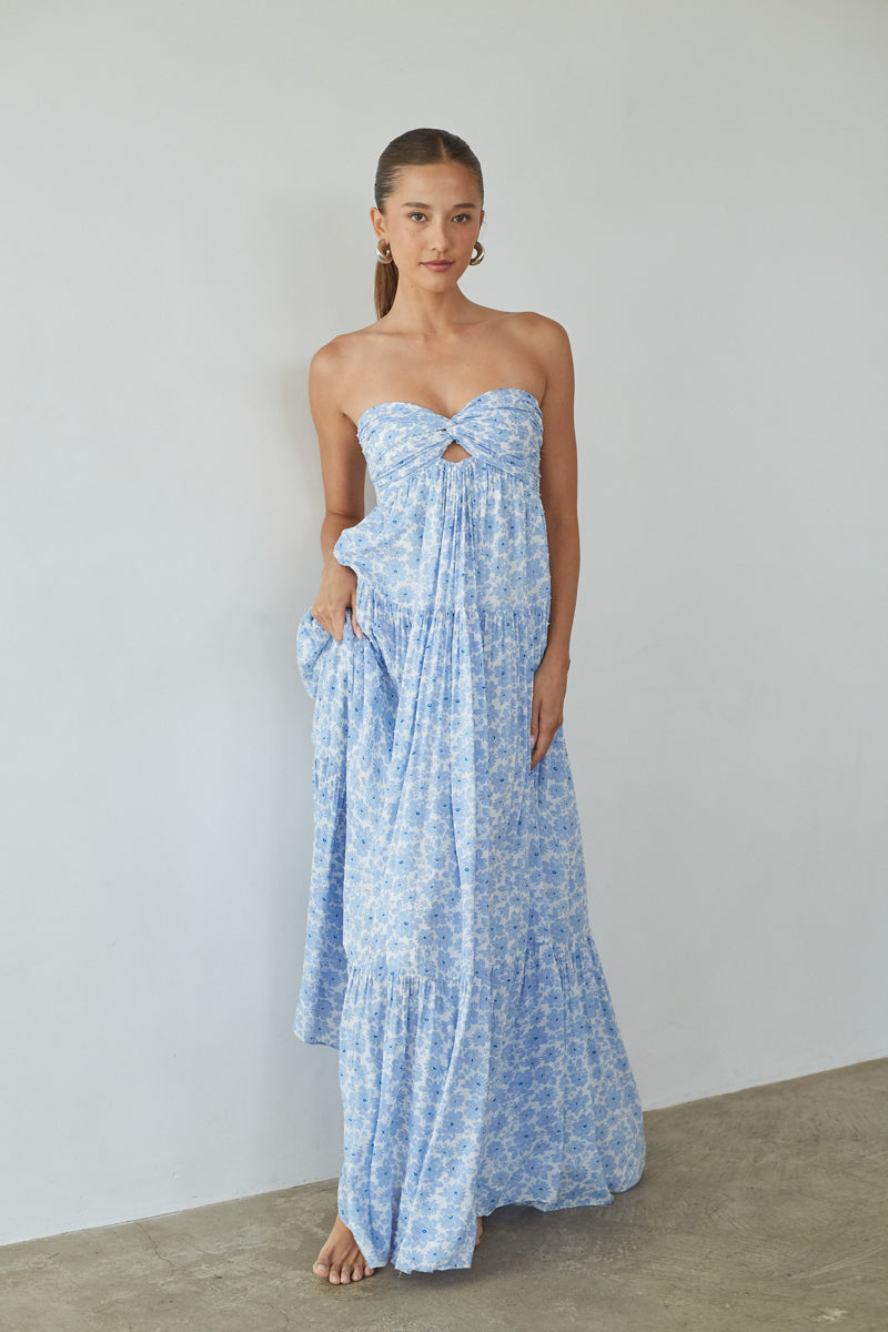 Floral Maxi Dress with Twist Front Design – Elegant Long Dress oaklynwear