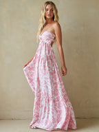 Floral Maxi Dress with Twist Front Design – Elegant Long Dress oaklynwear