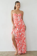 Floral Maxi Dress with Twist Front Design – Elegant Long Dress oaklynwear