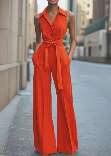 Felicity | Wide-Leg Belted Sleeveless Jumpsuit oaklynwear