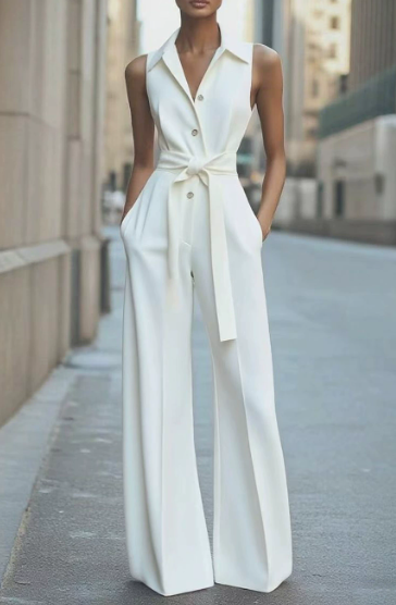 Felicity | Wide-Leg Belted Sleeveless Jumpsuit oaklynwear