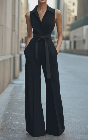 Felicity | Wide-Leg Belted Sleeveless Jumpsuit oaklynwear