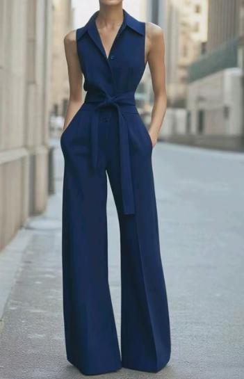 Felicity | Wide-Leg Belted Sleeveless Jumpsuit oaklynwear