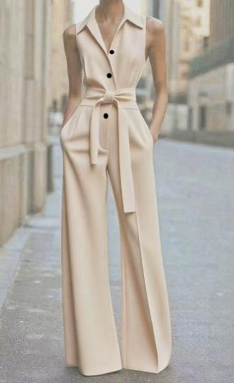 Felicity | Wide-Leg Belted Sleeveless Jumpsuit oaklynwear