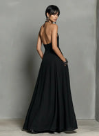 Paloma | Women's Minimalist Linen Blend Halter Neck Sleeveless Maxi Dress oaklynwear