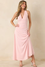 MINKPINK Amelia Soft Pink Halter Midi Dress oaklynwear