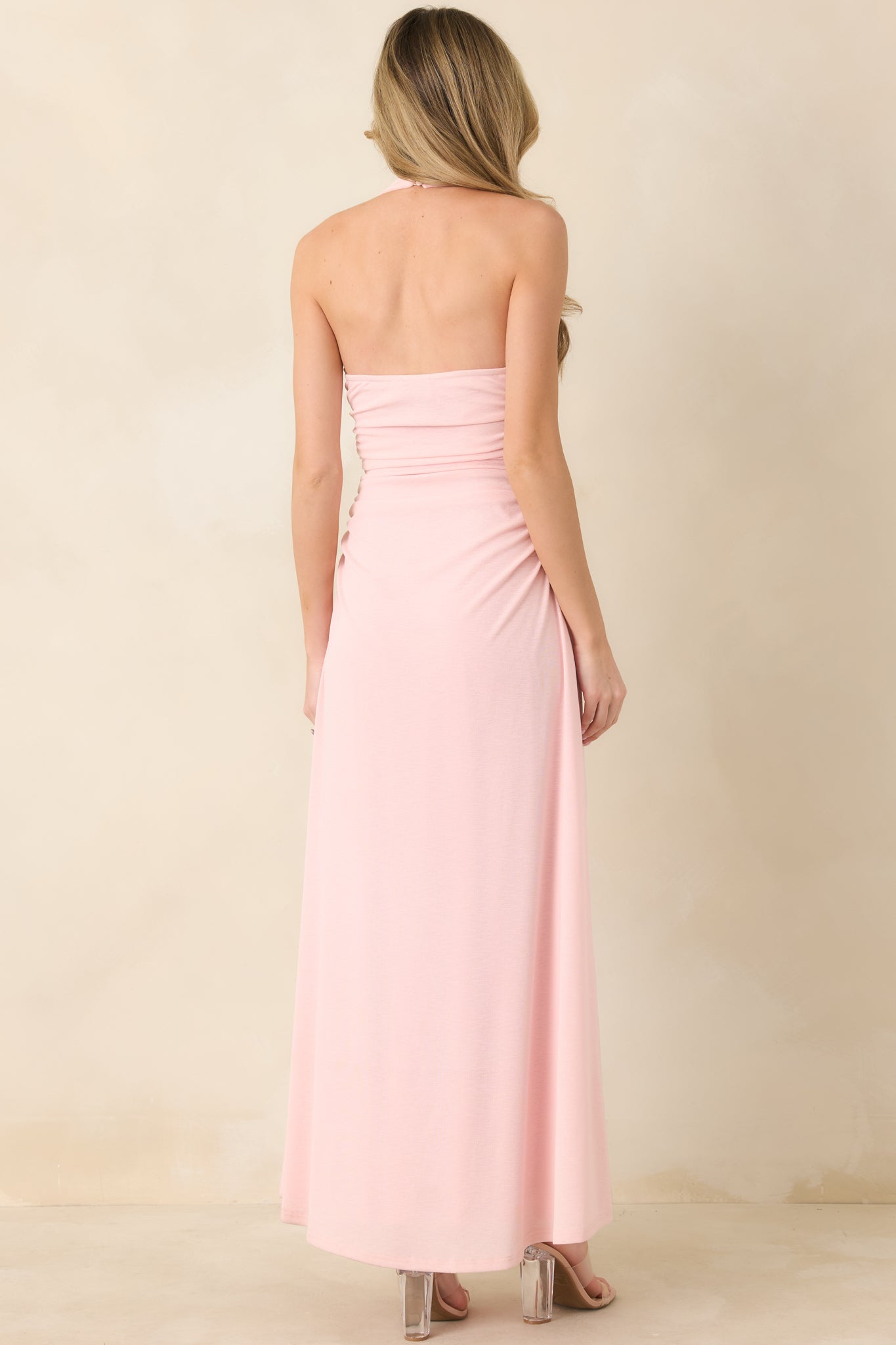 MINKPINK Amelia Soft Pink Halter Midi Dress oaklynwear