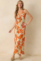 MINKPINK Estelle Green & Orange Floral Print Keyhole Maxi Dress oaklynwear