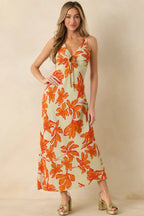 MINKPINK Estelle Green & Orange Floral Print Keyhole Maxi Dress oaklynwear